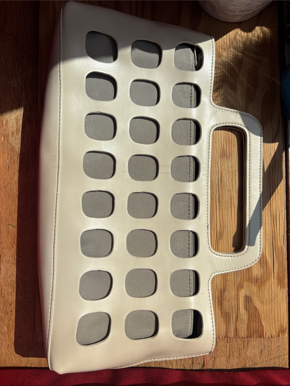 Contemporary White Cutout Handle Tote Bag